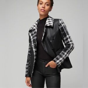White House Black Market Tweed Pieced Coated Moto Jacket size 4
